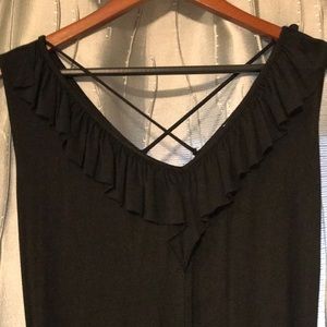 Black cotton dress with pant legs med dry cleaned